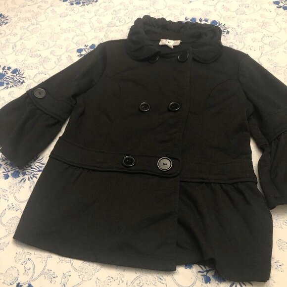 IZ Byer California Size M Girls Swing Jacket 3/4 Sleeve Peter Pan Collar Black - Picture 3 of 16